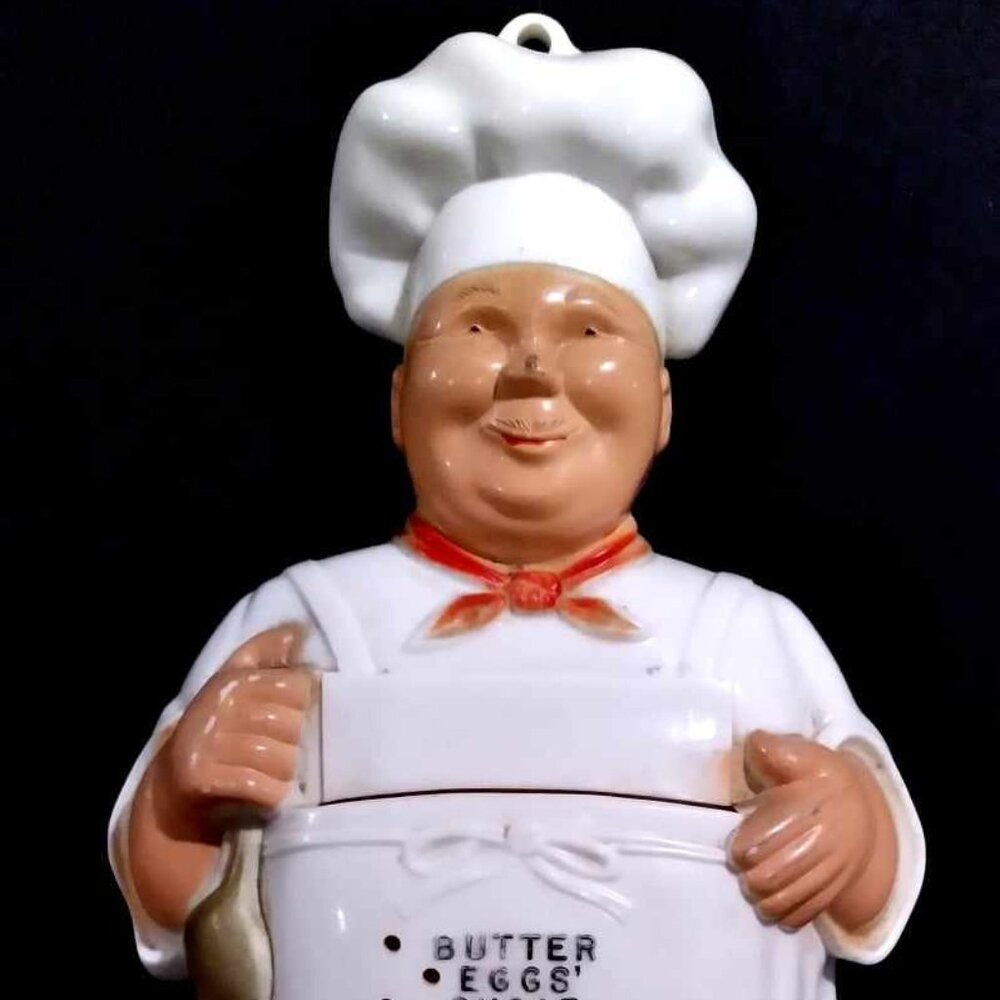 Vintage Kitchen Memo Holder Noma Happy Chef Plastic Note Pad Holder Grocery List